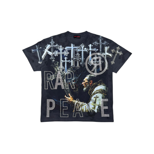 Rare Peace Chrome Saint Rhinestone T-shirt