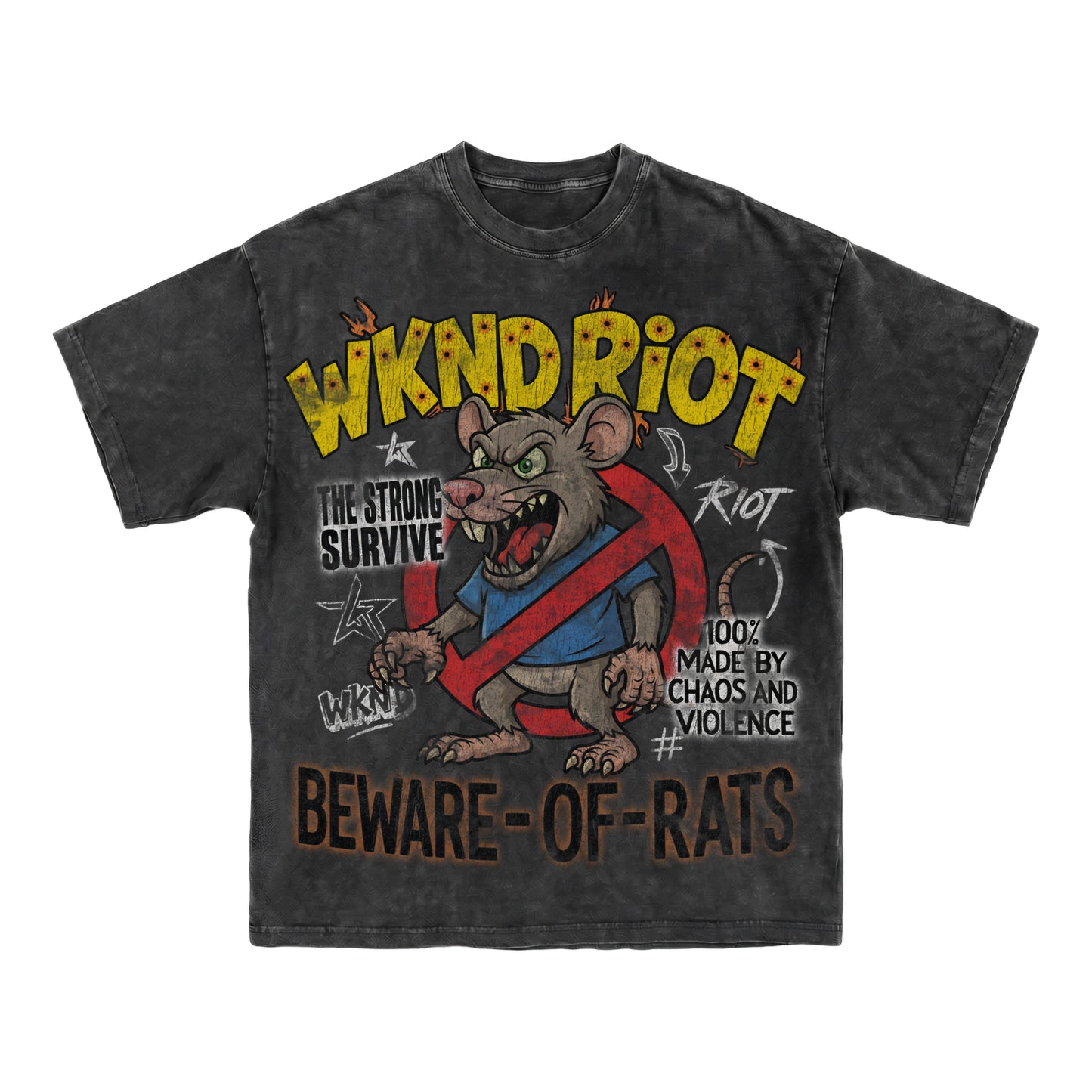 Wknd Riot Tiny Beware Of Rats Luxury T-shirt