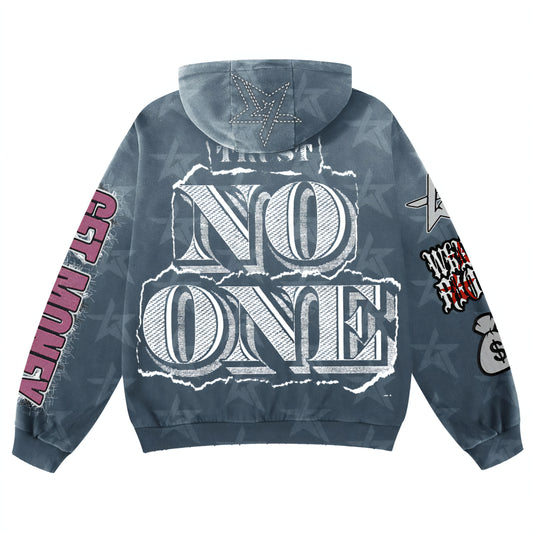 Wknd Riot Trsut No One Patches & Rhinestone Hoodie