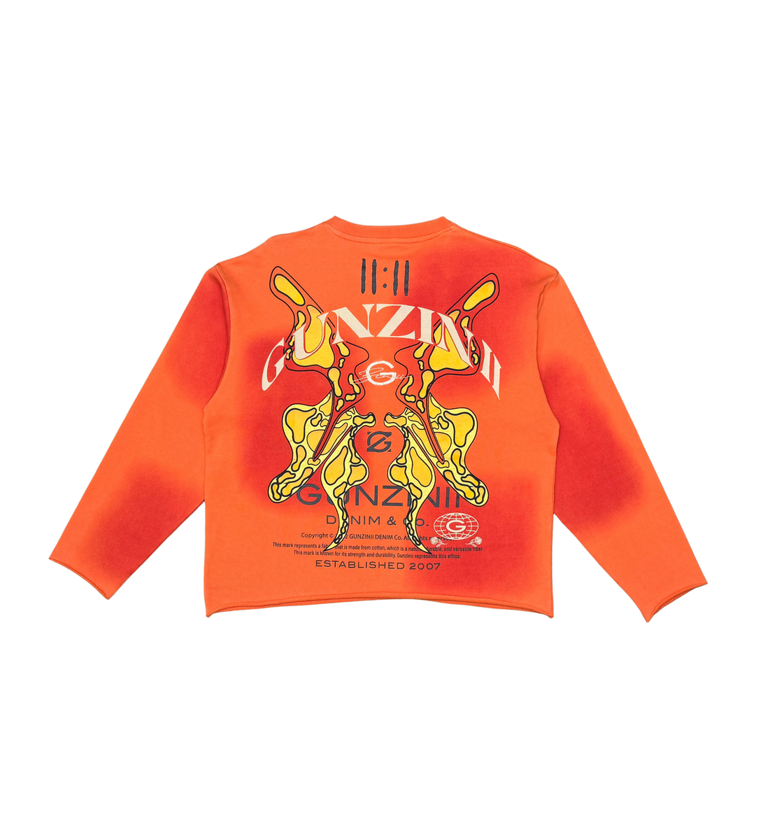 Gunzinii Butterfly Effect Tye Dye Crop Crew Neck (Orange)