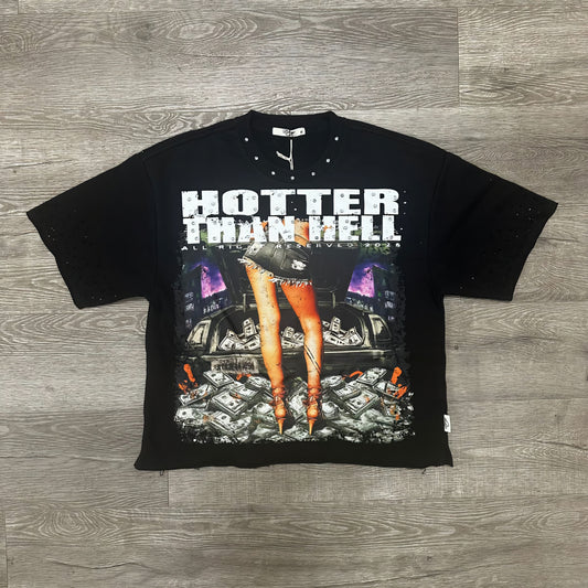 BKYS Hotter Than Hell Rhinestone Cropped T-shirt