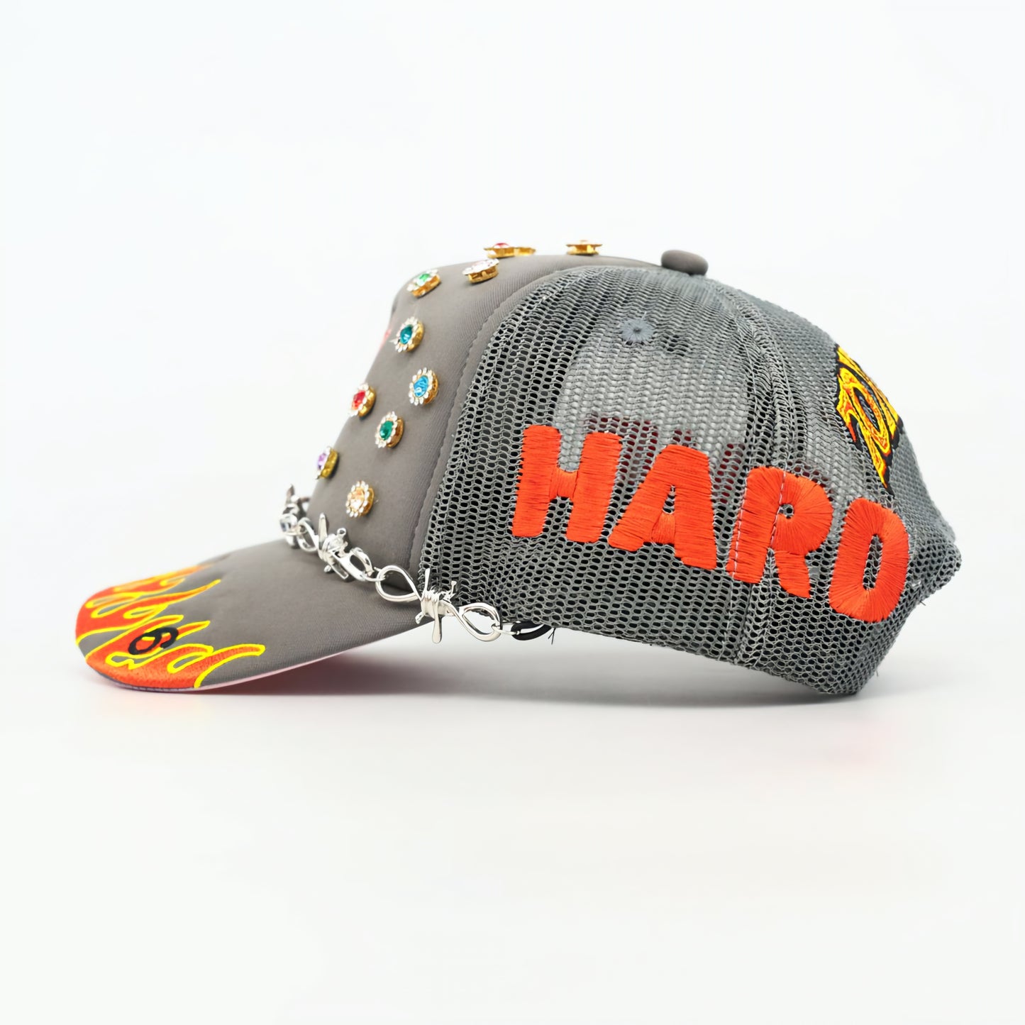 Toxicity Love Hard Rhinestone Barb Wire Trucker Hat