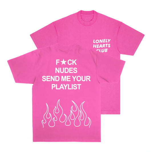 Lonely Hearts Club Send Me Your Playlist T-shirt (Heavyweight Pink)