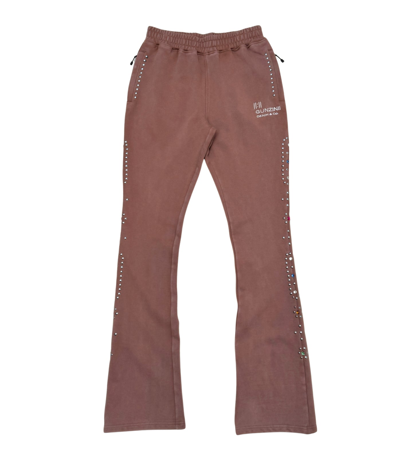 Gunzinii Studded Stacked Sweatpants (Brown)