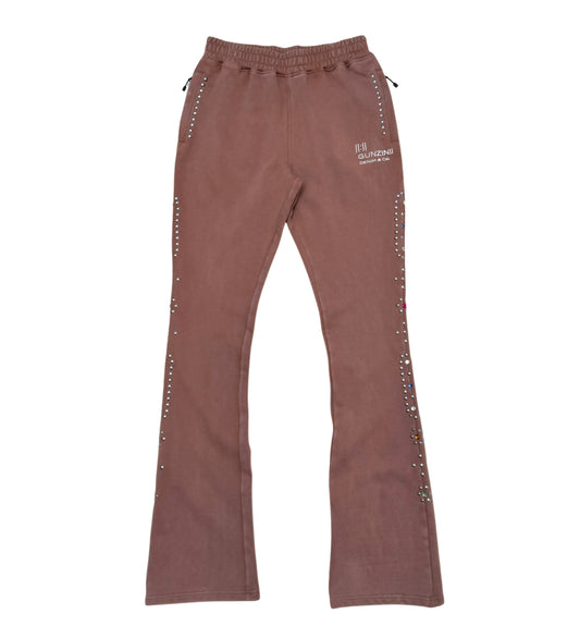 Gunzinii Studded Stacked Sweatpants (Brown)