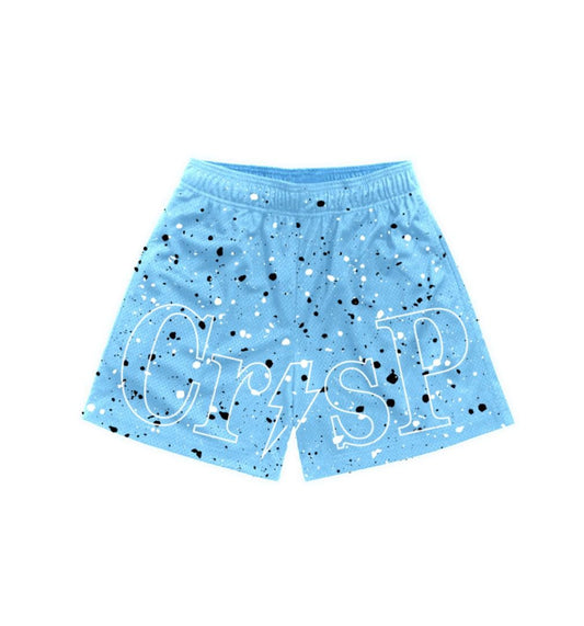 Crisp NYC Paint Splatter Shorts (Carolina Blue)