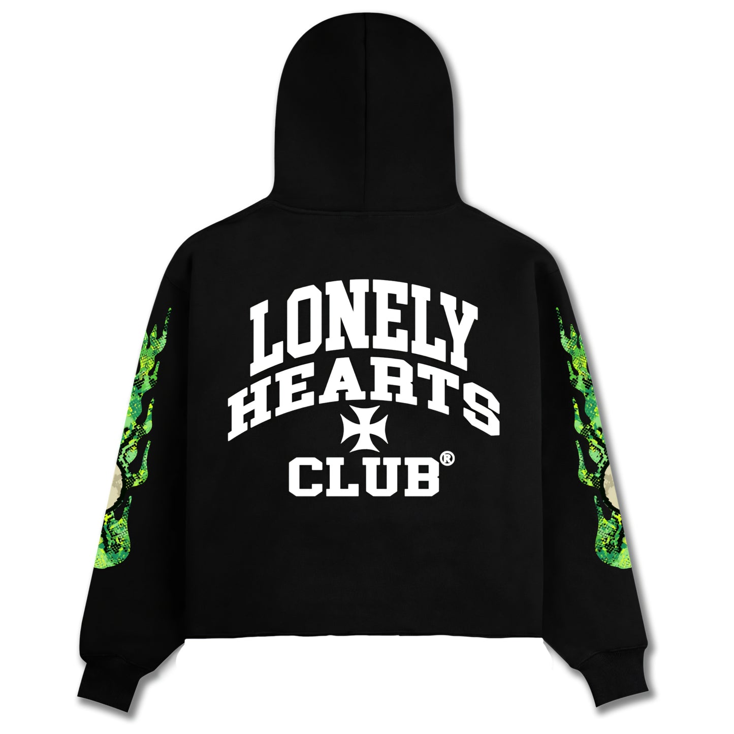 Lonely Hearts Club Slime Print Premium Cropped Rhinestone/Puff-Print Hoodie