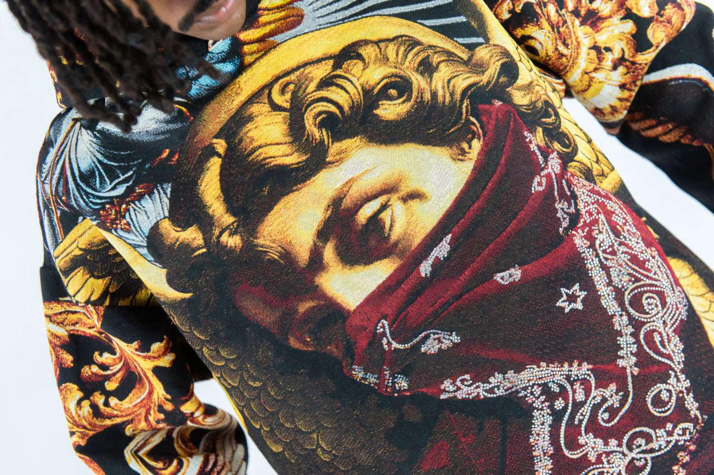 Rebel Minds Heavyweight Rhinestone Tapestry Saint Hoodie