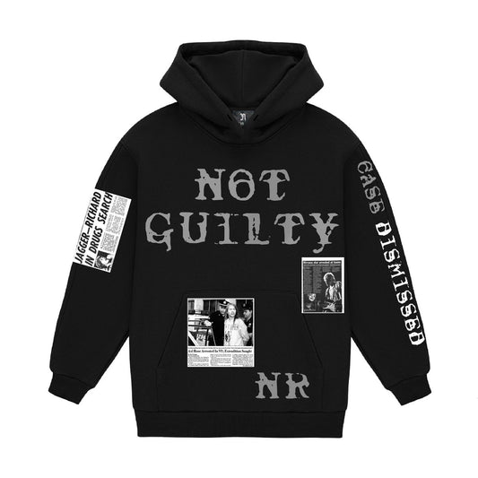 November Reine Rhinestone Not Guilty On Fire Luxury 17oz French Terry Hoodie (Black)
