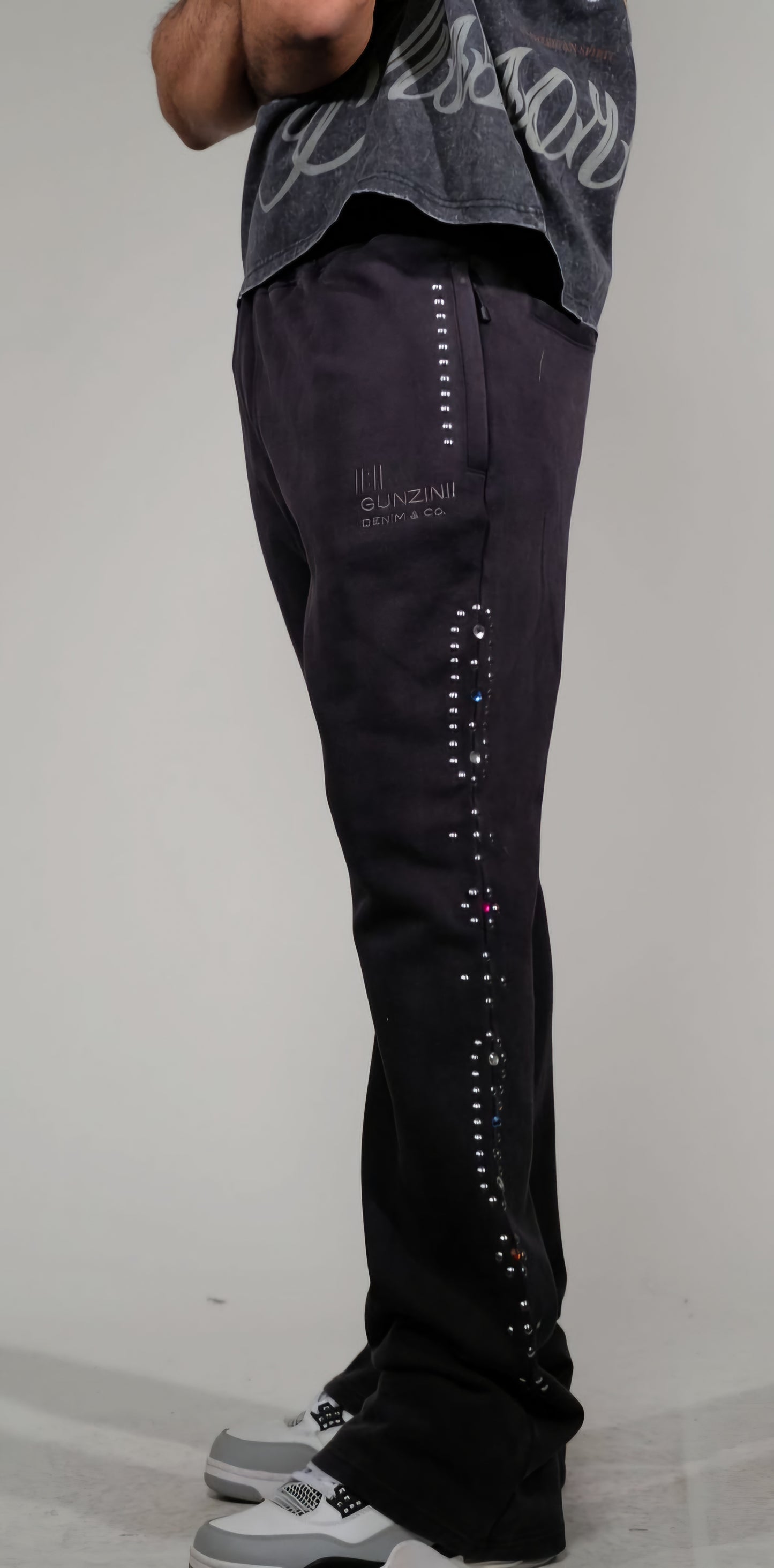 Gunzinii Studded Stacked Sweatpants