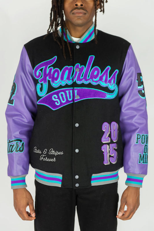 Rebel Minds Fearless Letterman Jacket (Purple)