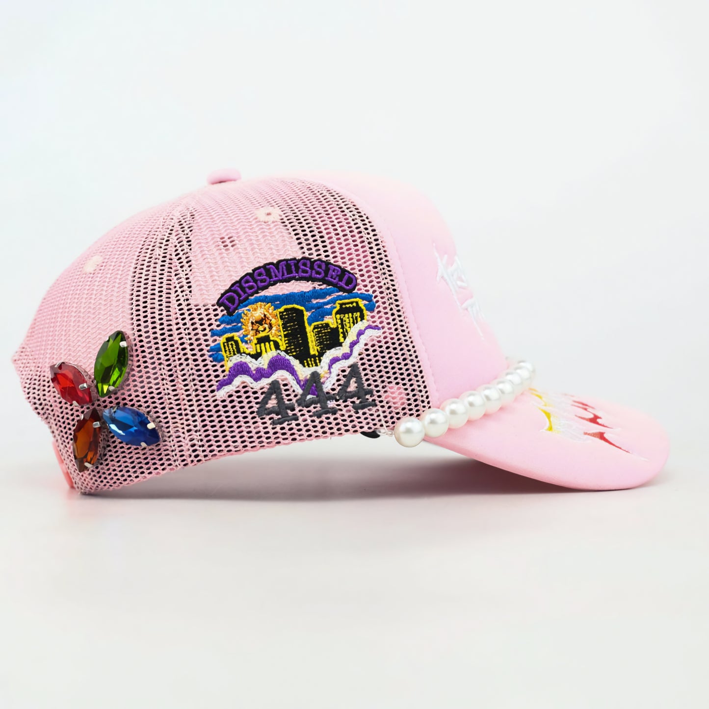 Toxicity Trouble In Paradise Rhinestone & Pearls Trucker Hat