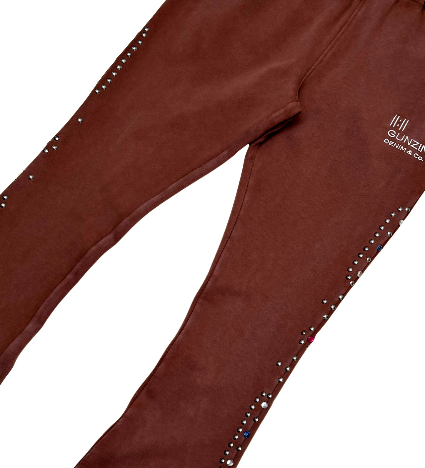 Gunzinii Studded Stacked Sweatpants (Brown)