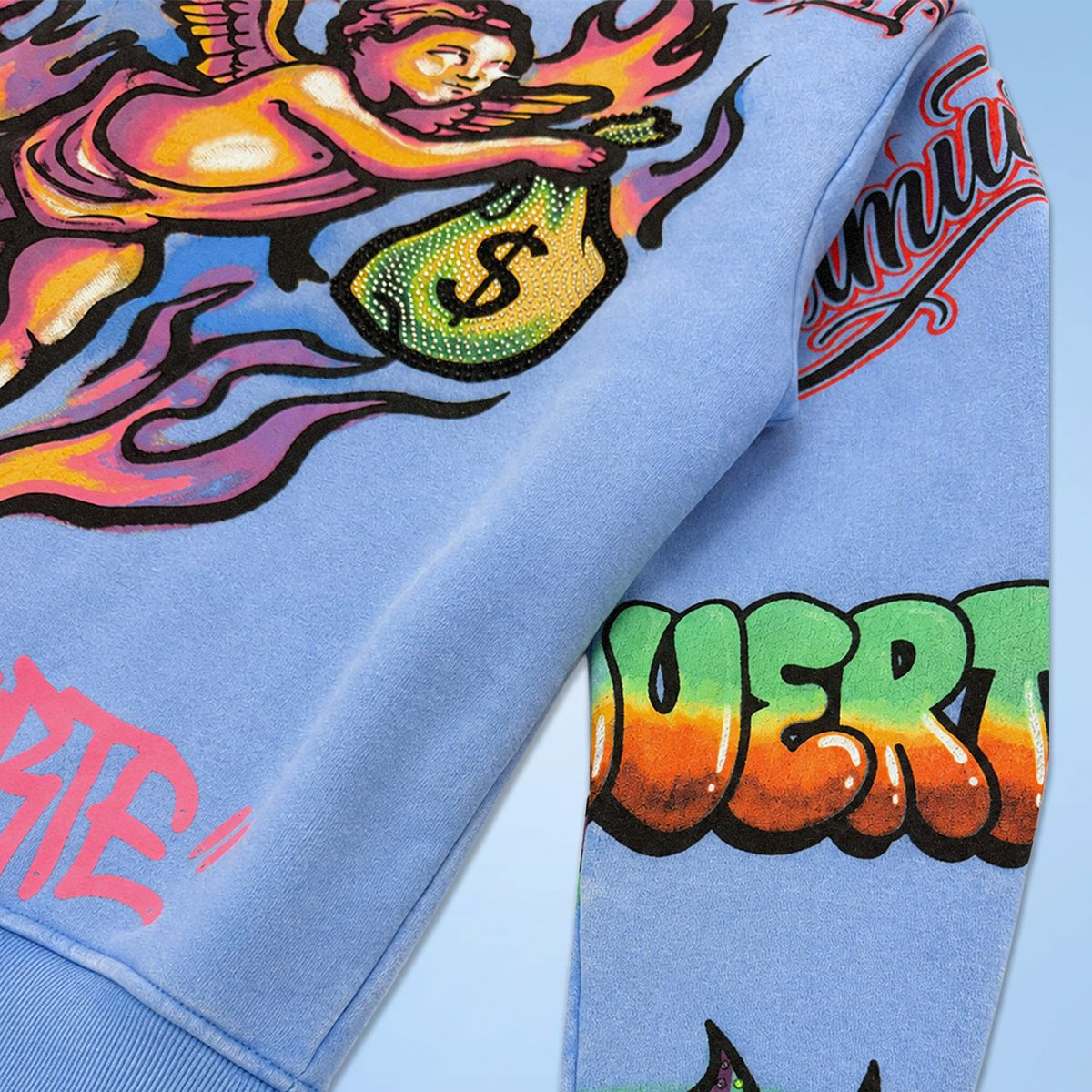 Hasta Muerte All Over Print With Rhinestones Hoodie