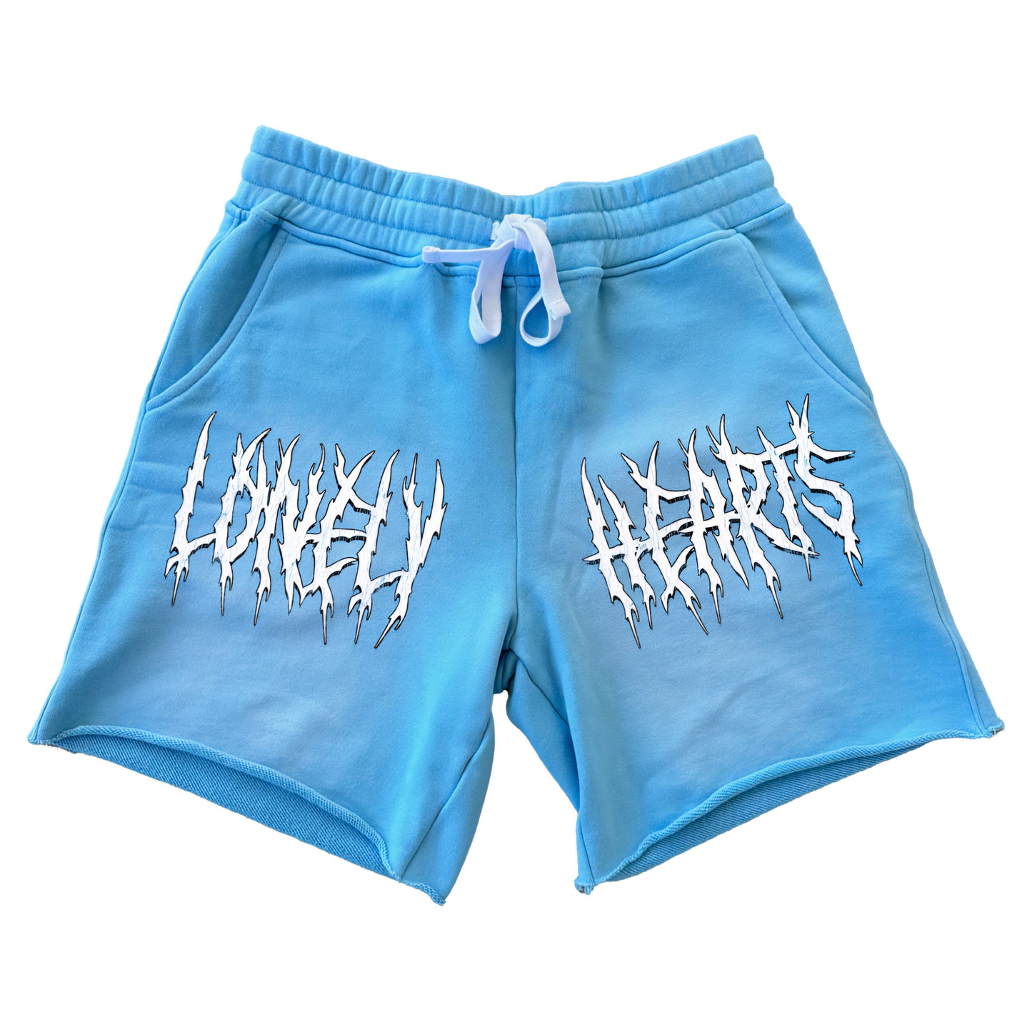 Lonely Hearts Club Have No Fear French Terry Shorts (Acid Wash Blue)