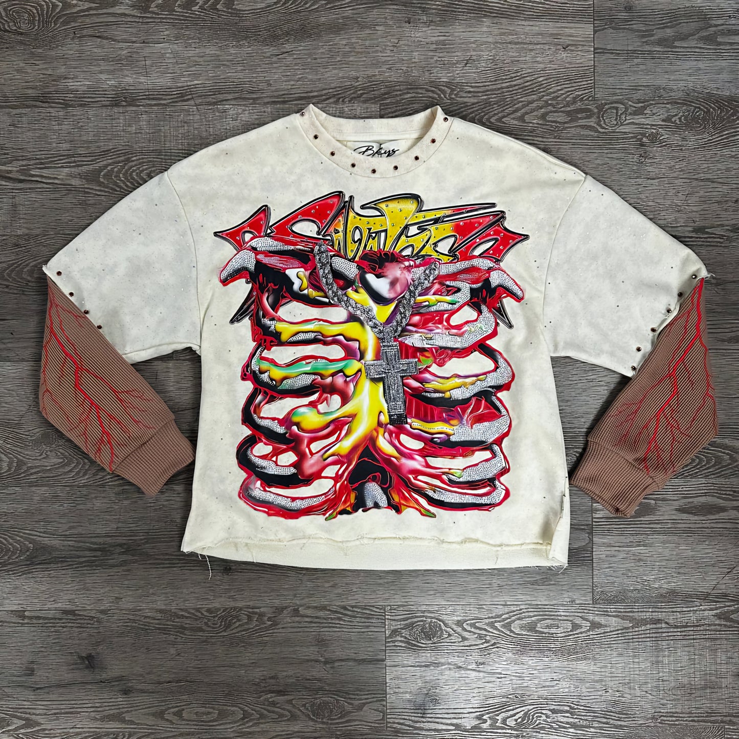 BKYS See Through Me Rhinestone Cropped Long Sleeve Twofer T-shirt