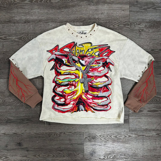 BKYS See Through Me Rhinestone Cropped Long Sleeve Twofer T-shirt