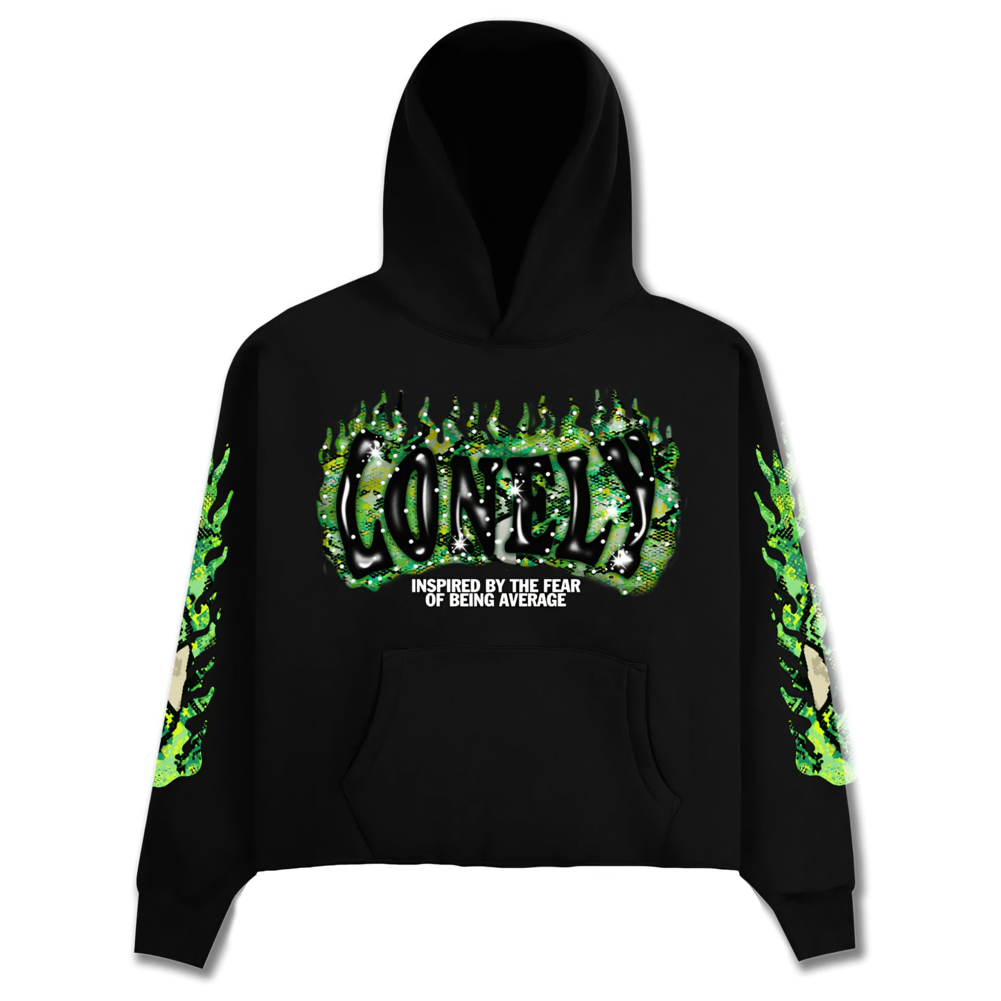 Lonely Hearts Club Slime Print Premium Cropped Rhinestone/Puff-Print Hoodie