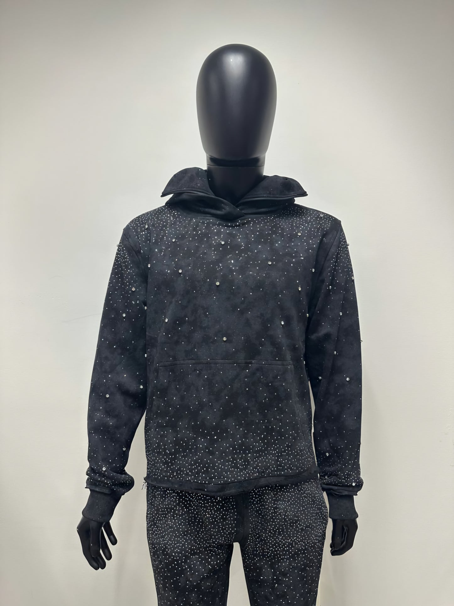 BKYS VVS Flooded Rhinestone Hoodie With Ski Mask Attached