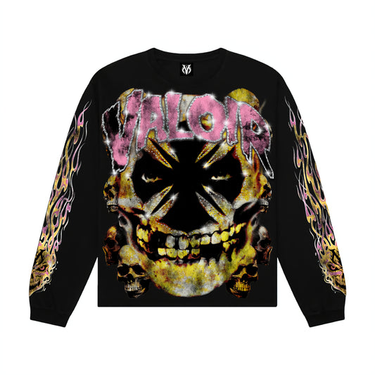 Valoir Disturbed Garment Dyed Heavyweight Rhinestone Long Sleeve