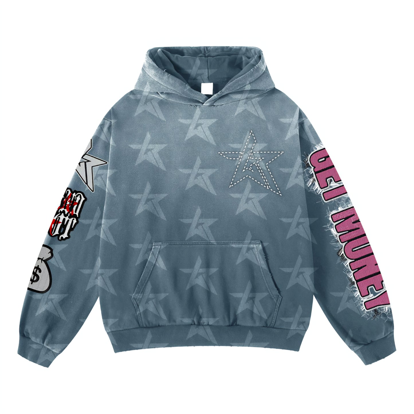 Wknd Riot Trsut No One Patches & Rhinestone Hoodie