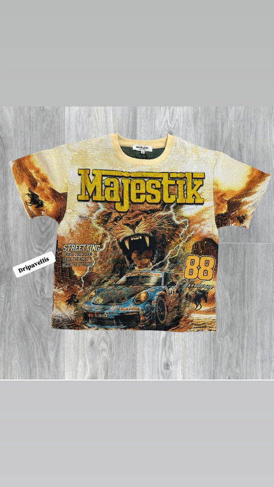 Majestik Street King Tapestry Rhinestone T-shirt