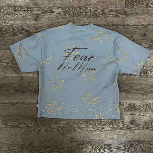 BKYS Fear No Man Rhinestone Cropped T-shirt (Blue)