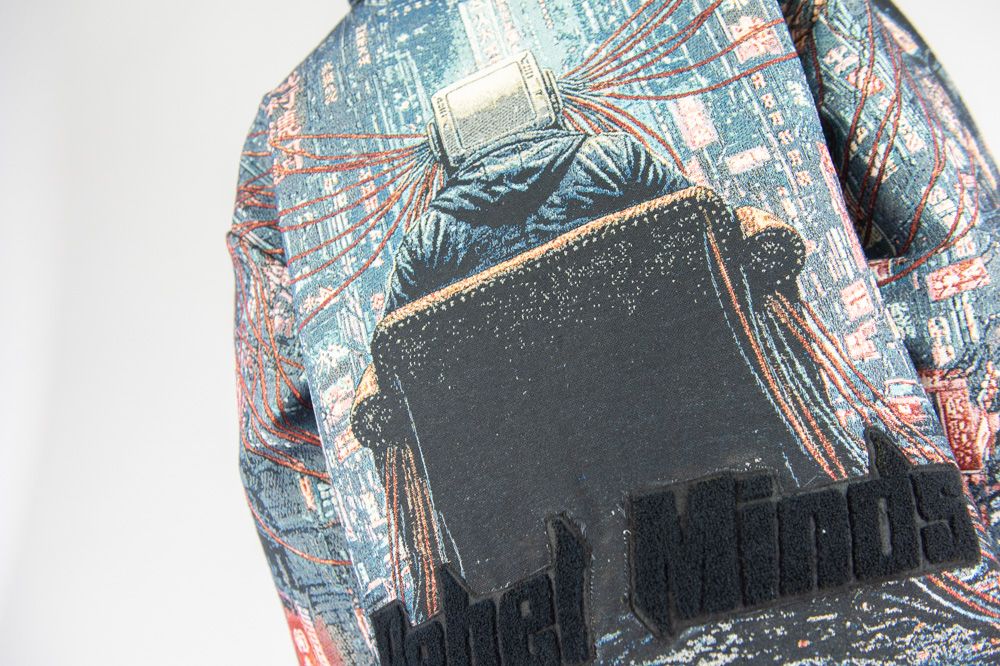 Rebel Minds Heavyweight Rhinestone Tapestry Broken System Hoodie