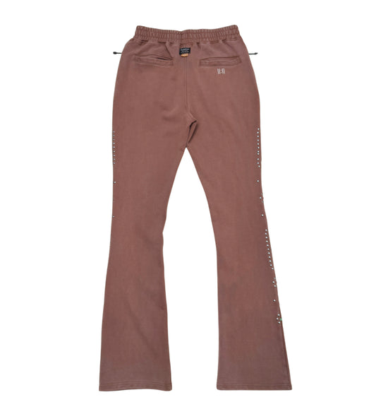 Gunzinii Studded Stacked Sweatpants (Brown)
