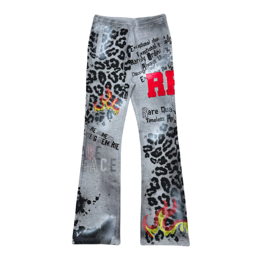 Rare Peace Extraordinary All Over Print W/ Rhinestone Details Stacked Sweatpants