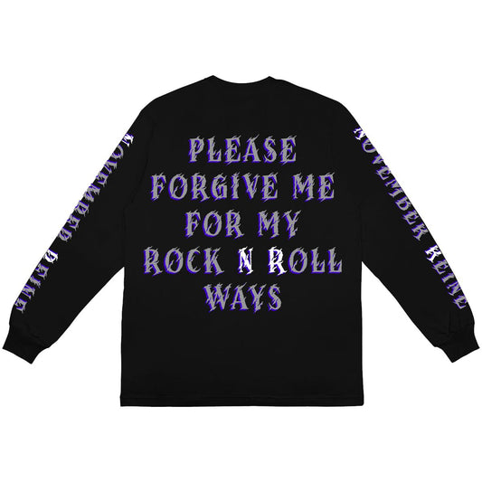 November Reine Rhinestone Money Lust Drugs Fame Luxury Heavyweight Long Sleeve T-shirt