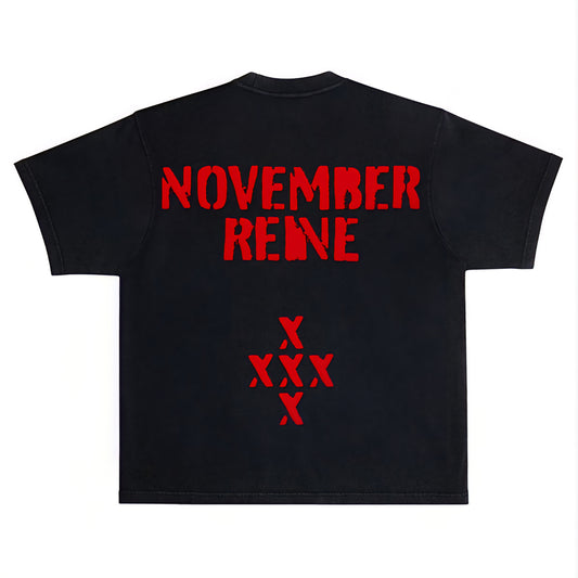 November Reine Flasher Luxury Heavyweight T-shirt With Rhinestones