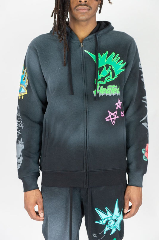 Rebel Minds Heated Up Acid Wash Full-Zip-Up