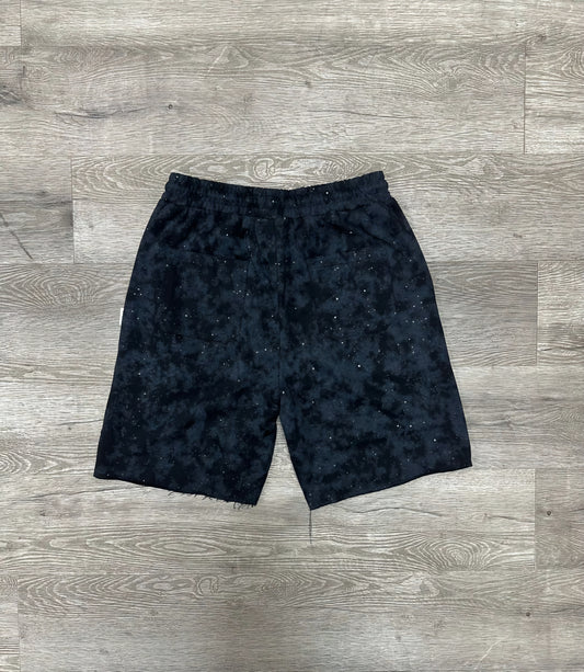 Bkys Rhinestone French Terry Shorts Acid Wash Black