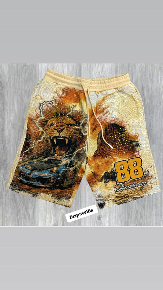 Majestik Street King Tapestry Rhinestone Shorts