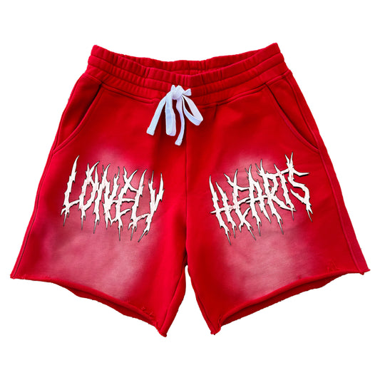 Lonely Hearts Club Have No Fear French Terry Shorts (Acid Wash Red)