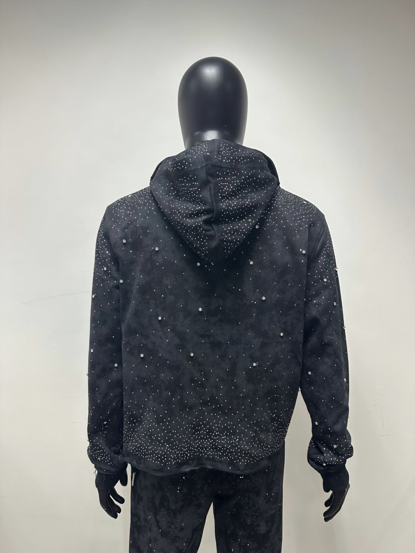 BKYS VVS Flooded Rhinestone Hoodie With Ski Mask Attached