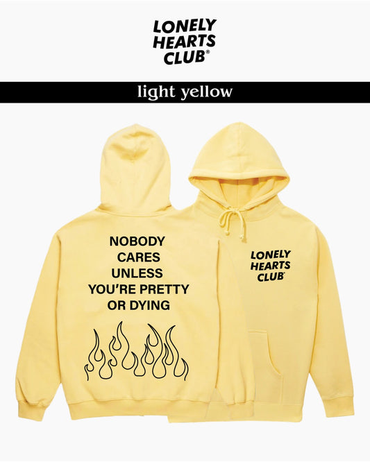 Lonely Hearts Club Nobody Cares Hoodie (Light Yellow)