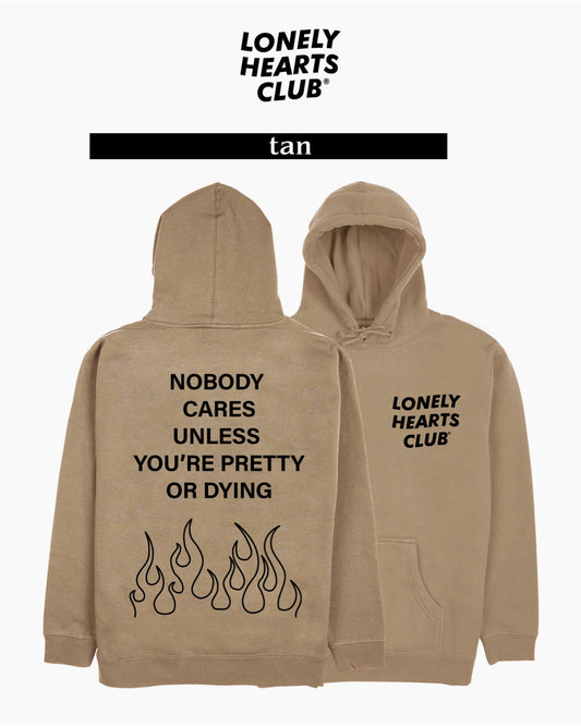 Lonely Hearts Club Nobody Cares Hoodie (Tan)