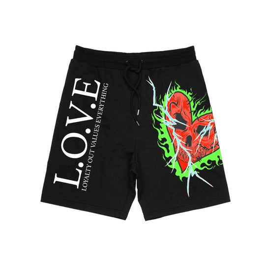 L.O.V.E Green Flame Heart Shorts