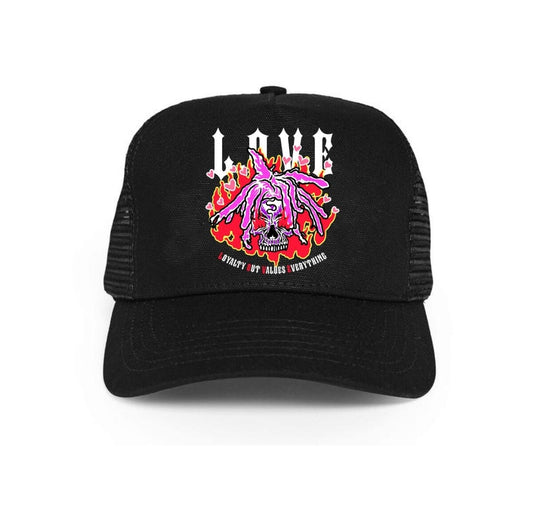 L.O.V.E Skull Hair Trucker Hat