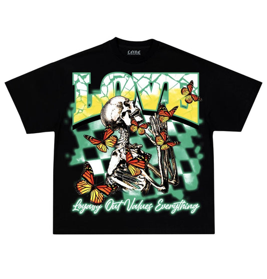 L.O.V.E. Apparel Butterfly Skull T-shirt (Black)