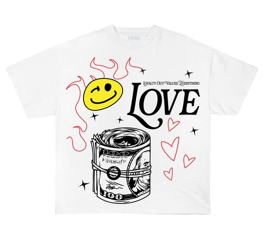 L.O.V.E. Apparel Smiling Stacks T-shirt (White)