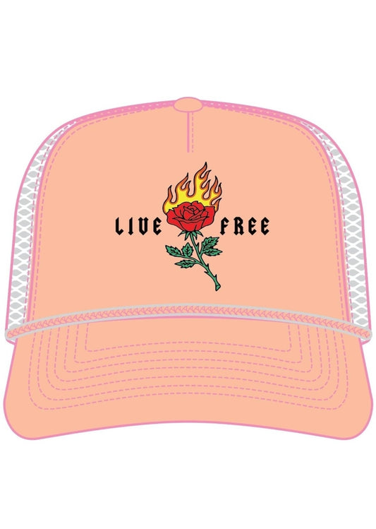 Live Free Trucker Hat (Peach)